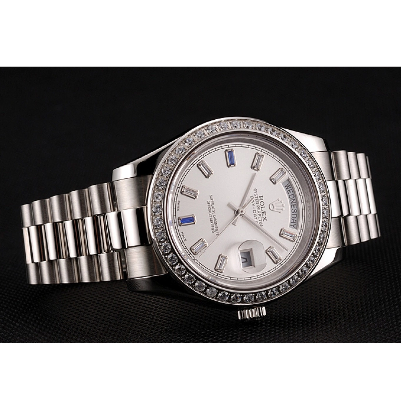 Aaa fake watches Staineless Steel Diamonds 1454109 Rolex Day-Date Bracelet Bezel Swiss 0714